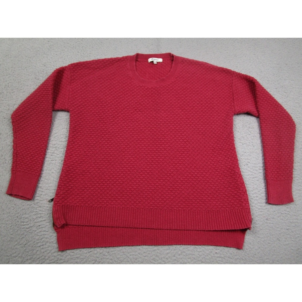 Madewell Sweater Womens Medium Red Pullover Knit Preppy Long Sleeve